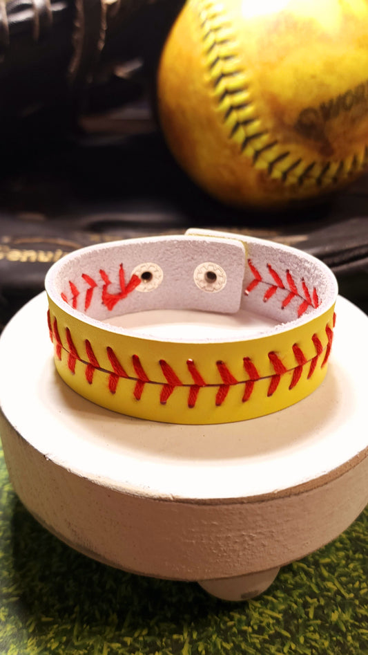 Softball Stitching Leather Bracelet