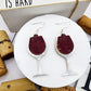 Red Wine in Silver Glasses Cork Earrings