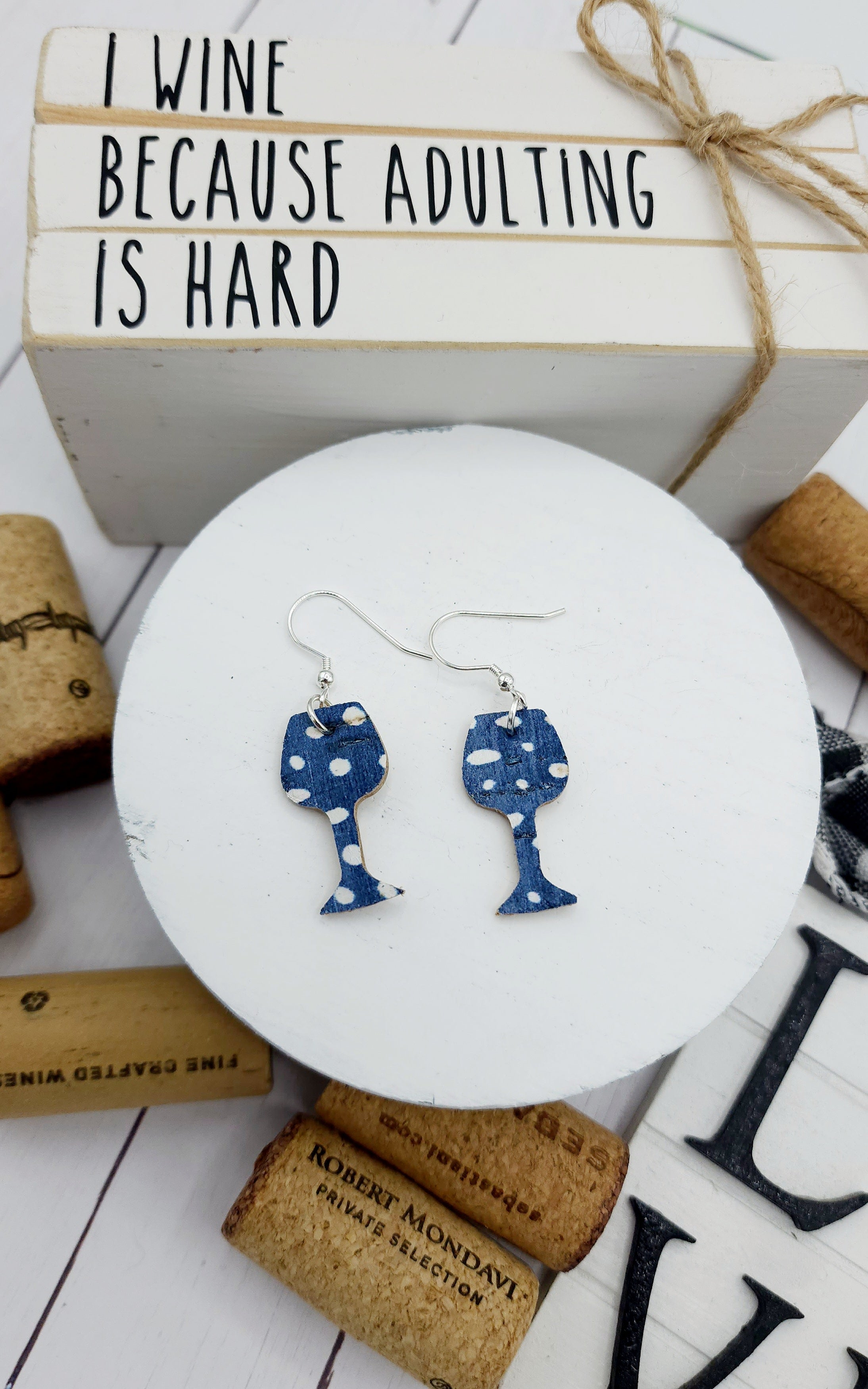 Wine sales glass earrings