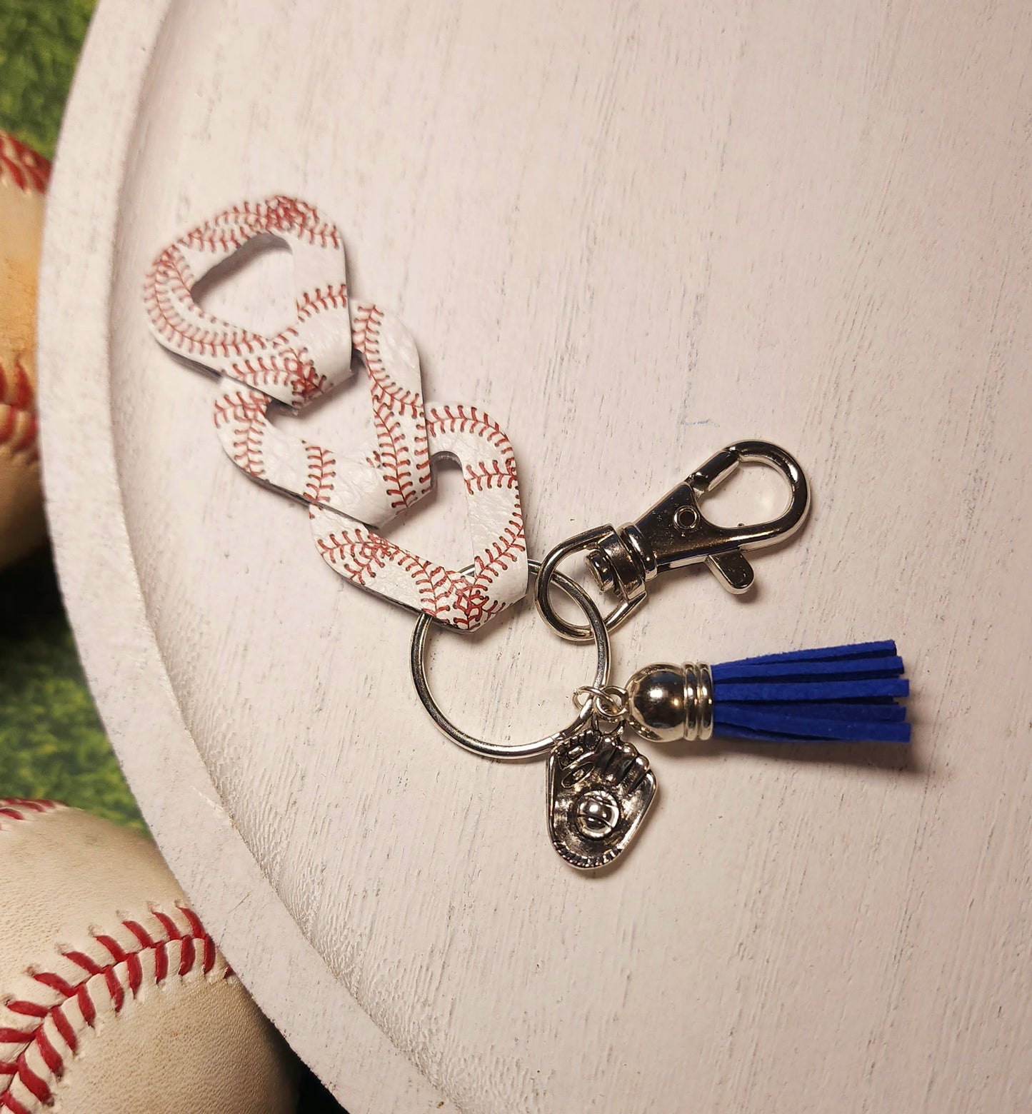 Baseball Stitching Interlocking Keychain