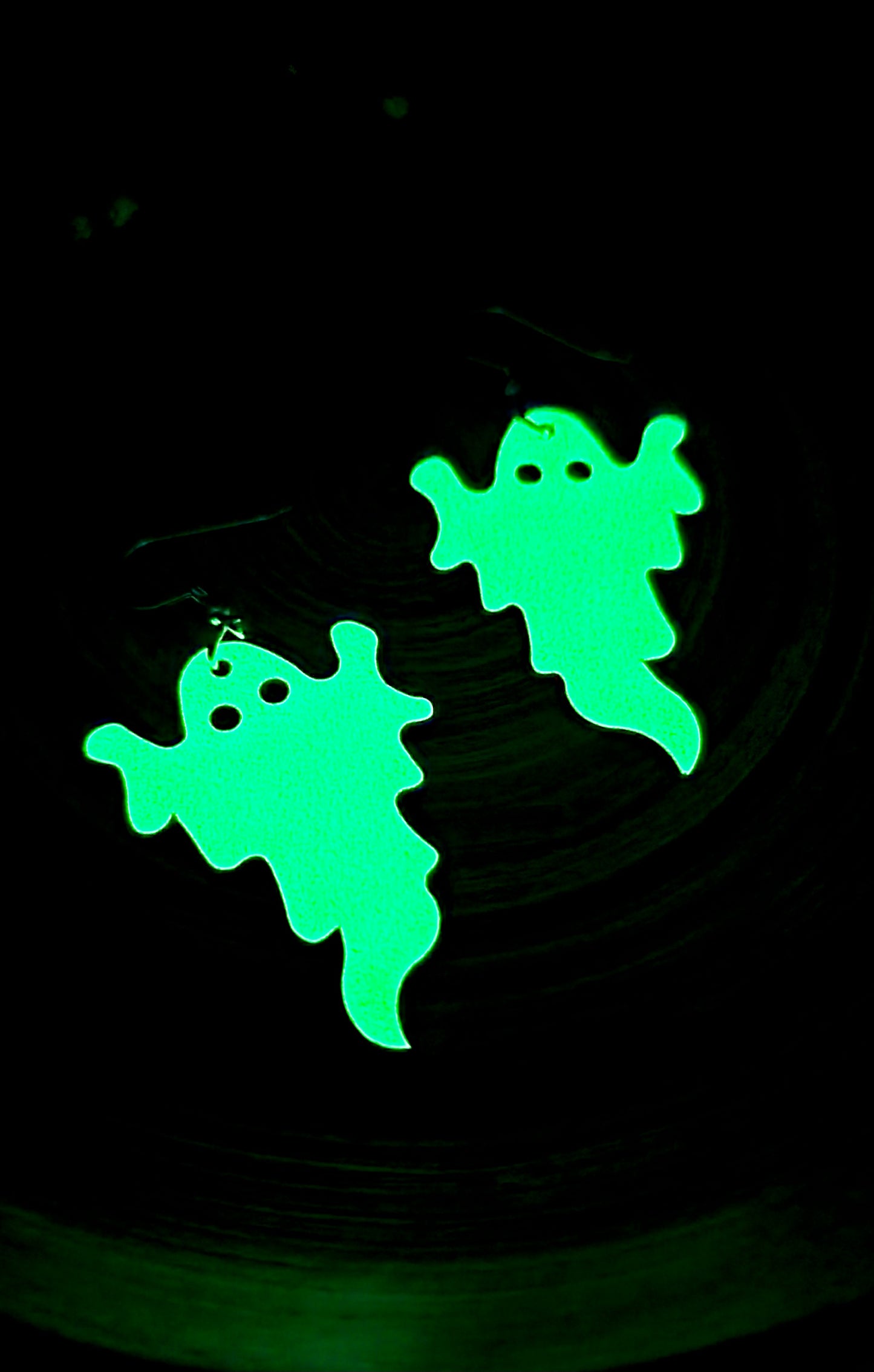 Glow In The Dark Spooky Ghost Genuine Leather Earrings