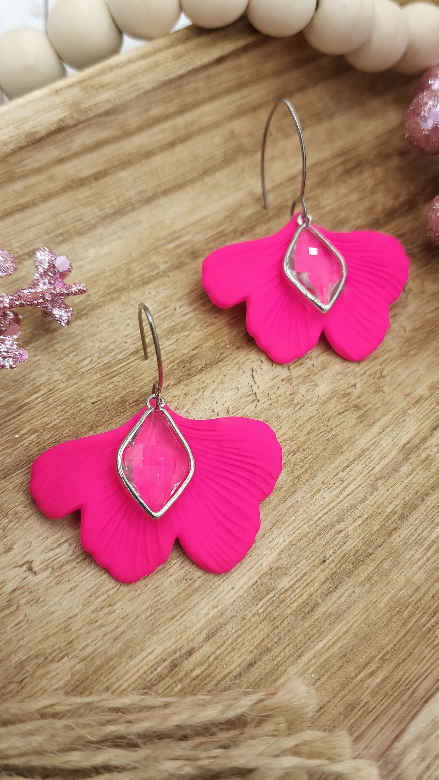 Hot Pink Ginkgo Leaves