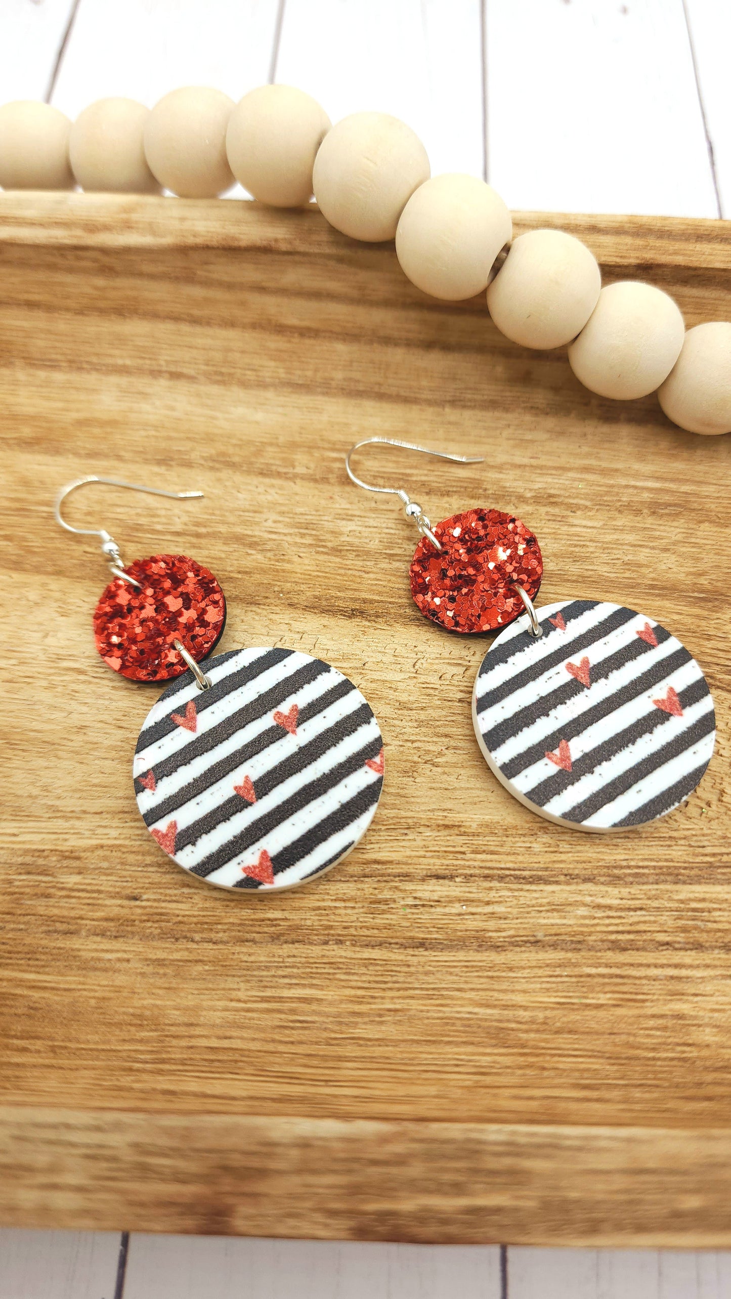 Red Hearts with Black Stripes Double Rounds
