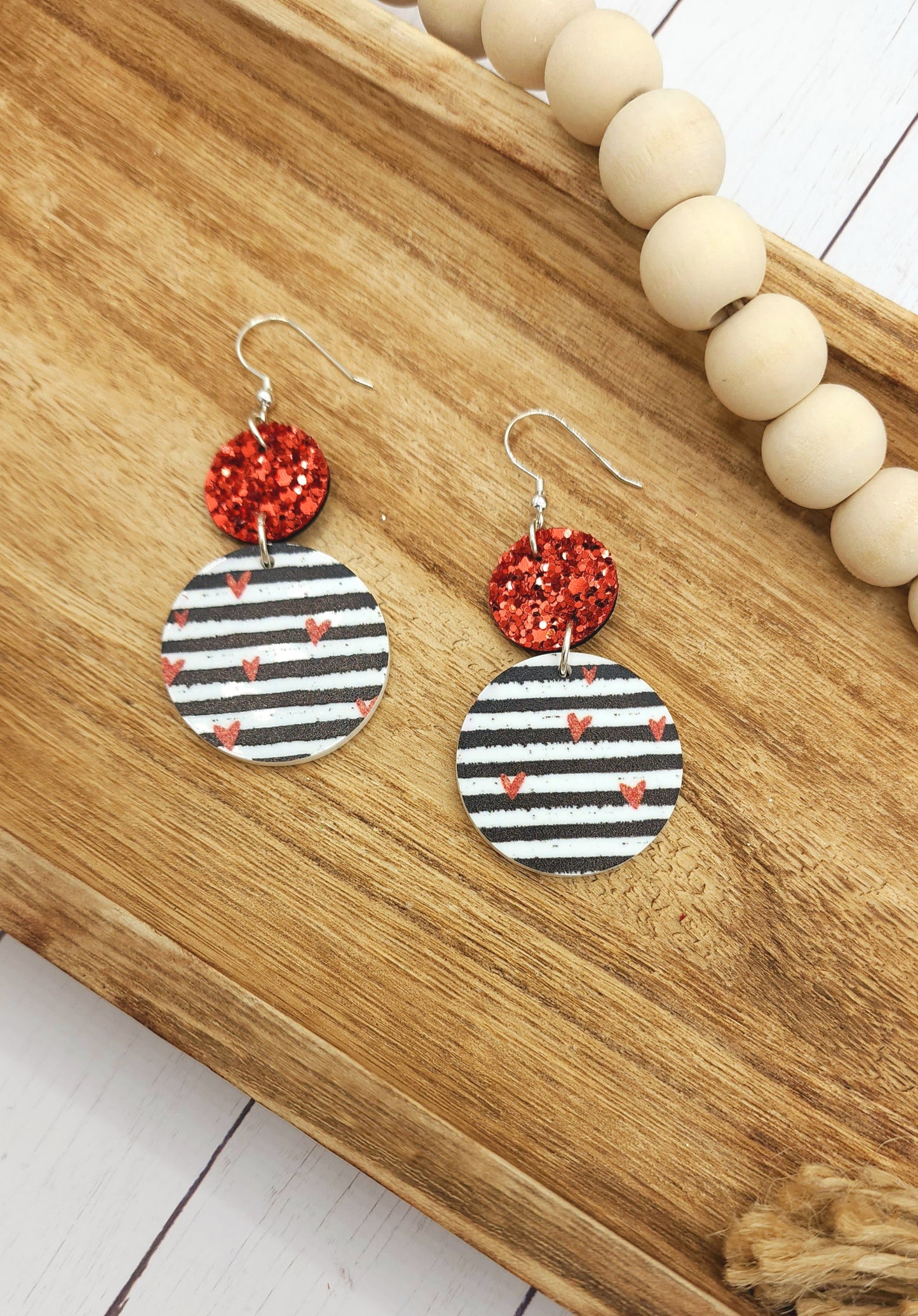 Red Hearts with Black Stripes Double Rounds