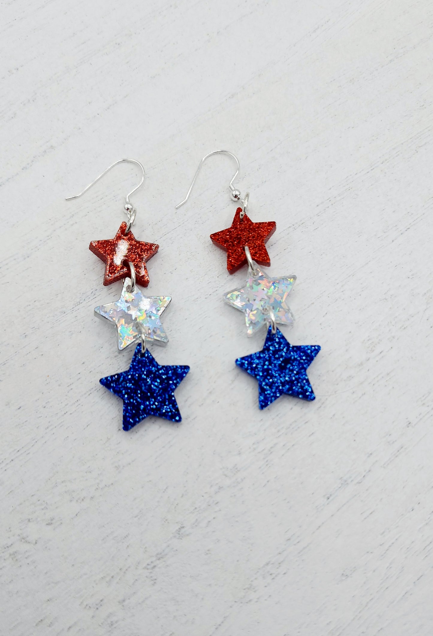Red White and Blue Acrylic Sparkle Stars