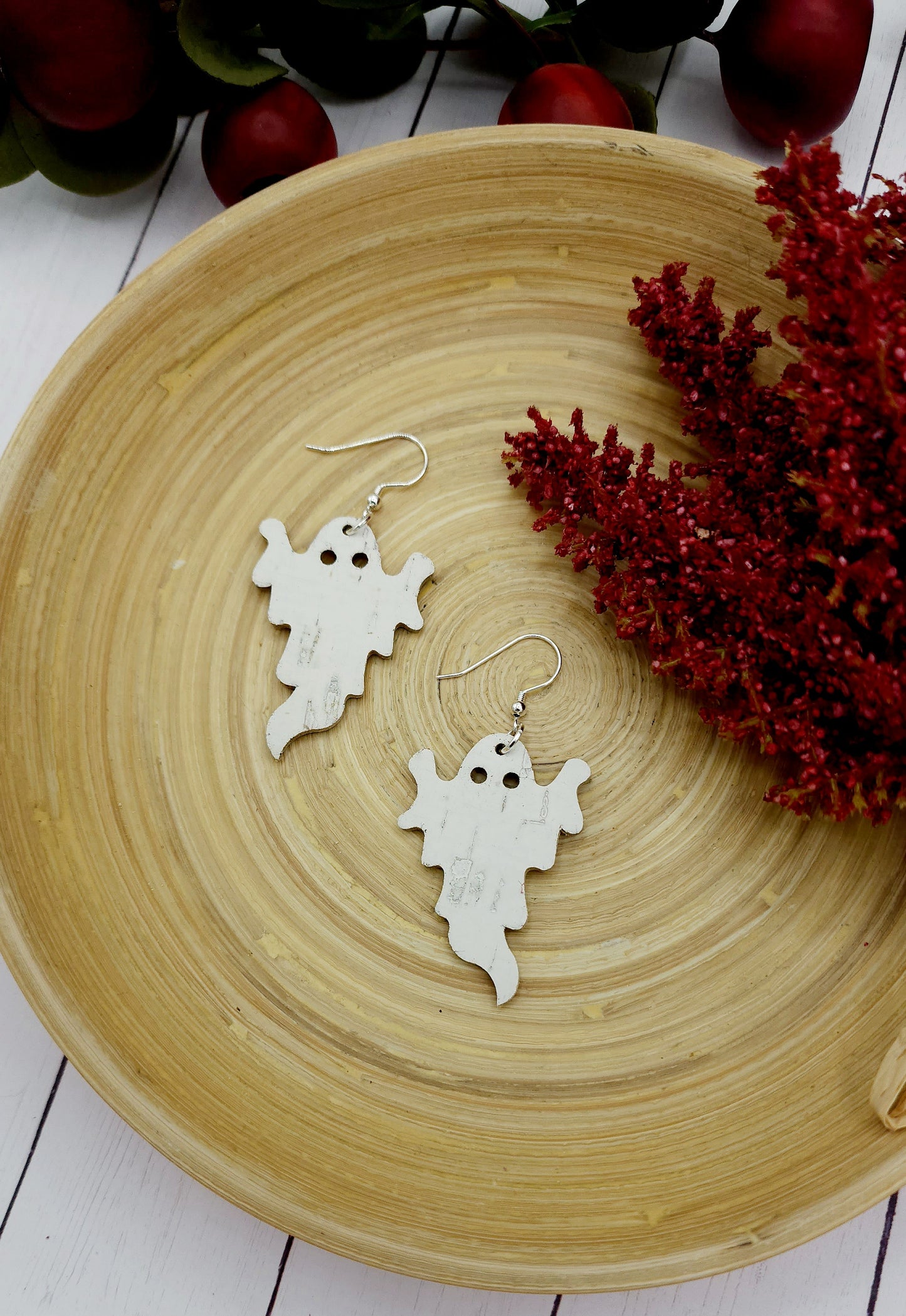 Spooky Ghost Cork Earrings