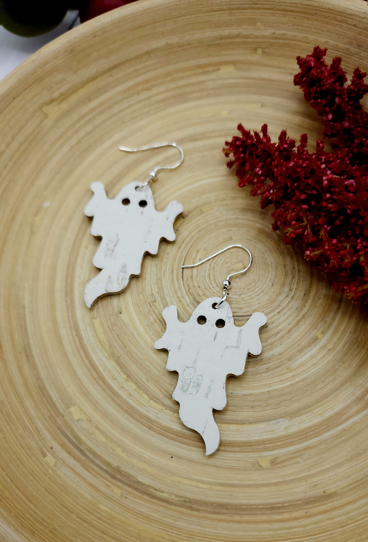 Spooky Ghost Cork Earrings