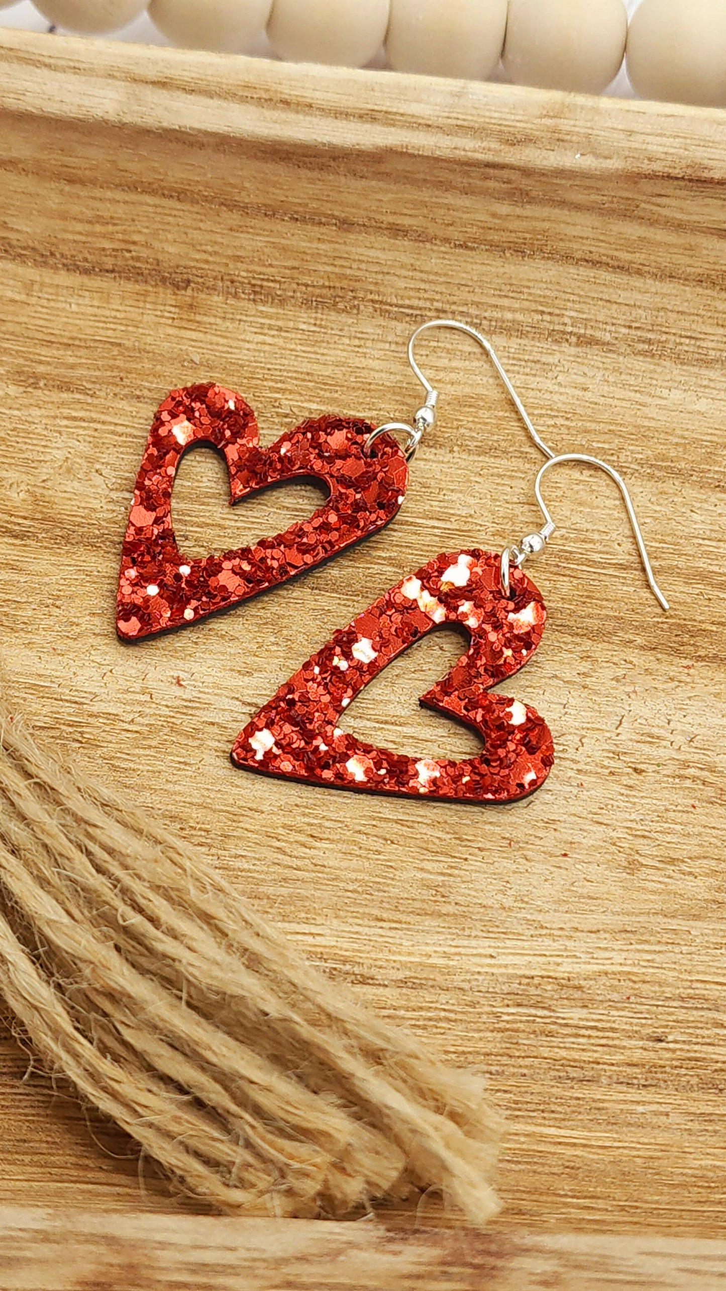 Whimsical Red Glitter Hearts