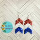 Red, White and Blue Glitter Chevron Earrings