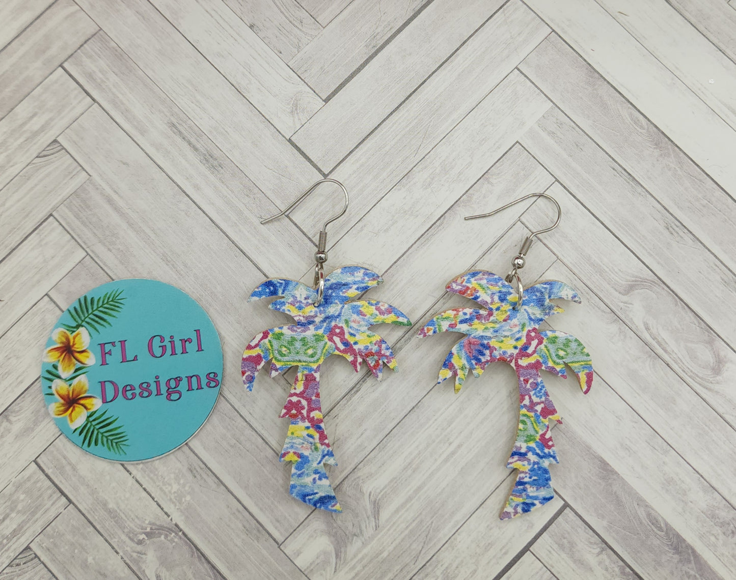 Summer Abstract Palm Tree Earrings
