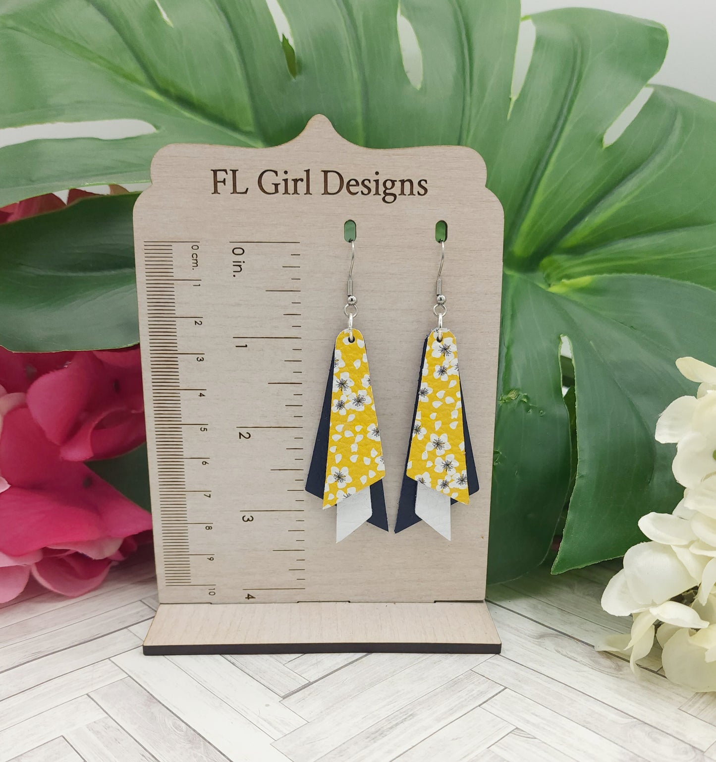 Yellow Floral Triple Layered Triangle