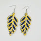 Yellow and Blue Floral Leaf Cutout Genuine Leather Earrings