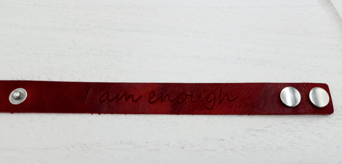 "I am enough" Leather Bracelets