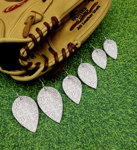 Baseball Hearts Pinch Earrings (3 sizes available)