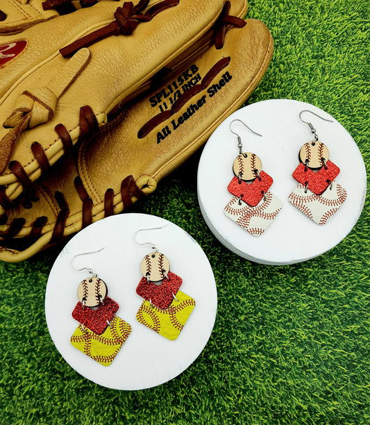 Baseball/Softball Chevron Stacker Earrings